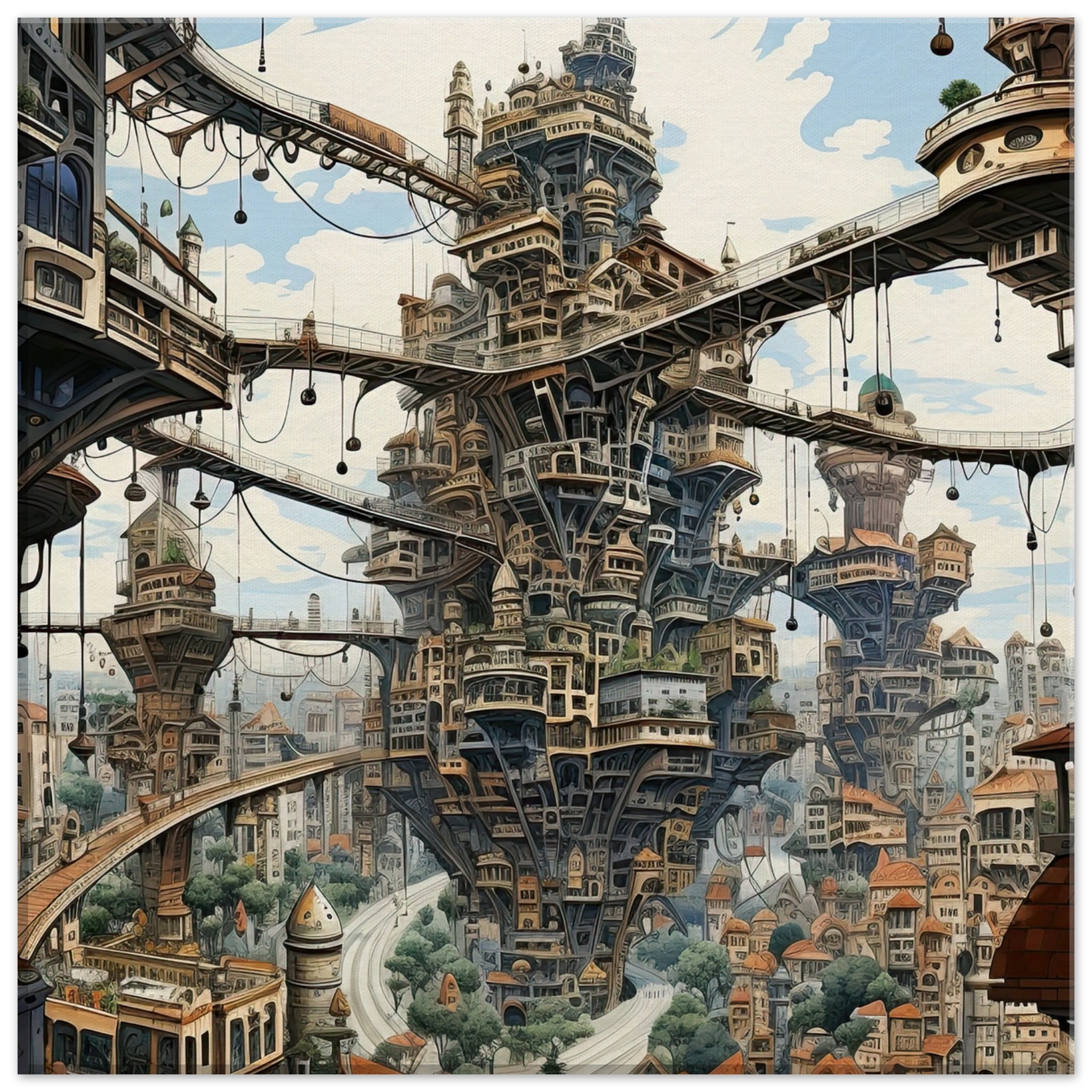 Surreal City Canvas Print – 40×40 cm / 16×16″, Thick
