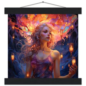 Lovely Lanterns and Colors Art Print with Hanger - 25x25 cm / 10x10″, Black wall hanger