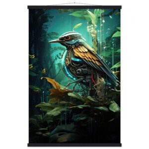 Robotic Bird - Nature - Art Print with Hanger - 60x90 cm / 24x36″, Black wall hanger