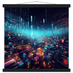 High Speed Data Art Print with Hanger - 45x45 cm / 18x18″, Black wall hanger