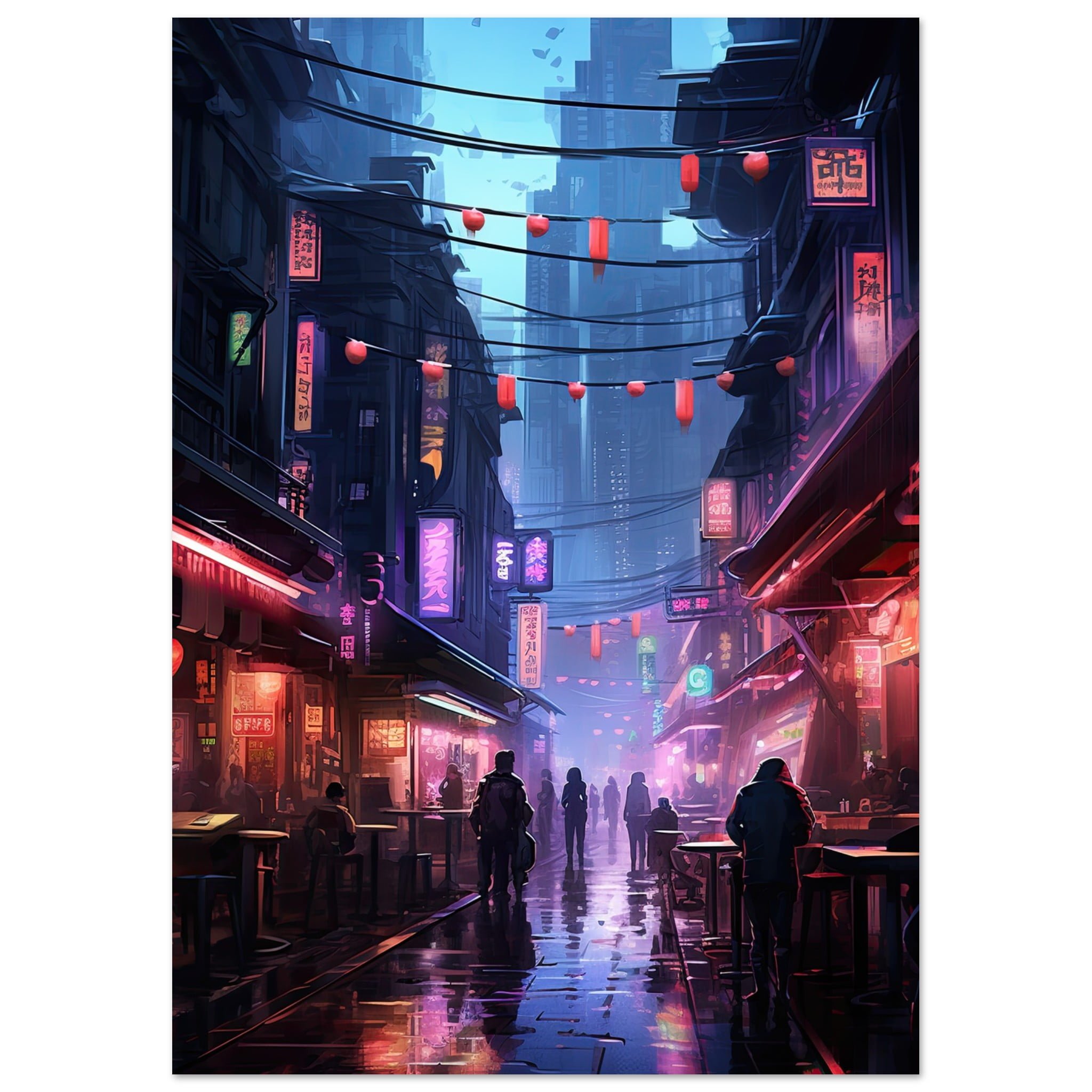 Cyberpunk Market Sci-Fi Art Poster – A4 21×29.7 cm / 8×12″