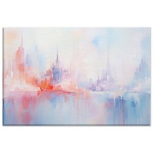 Pastel Abstract City Skyline Canvas Print - 20x30 cm / 8x12″, Slim