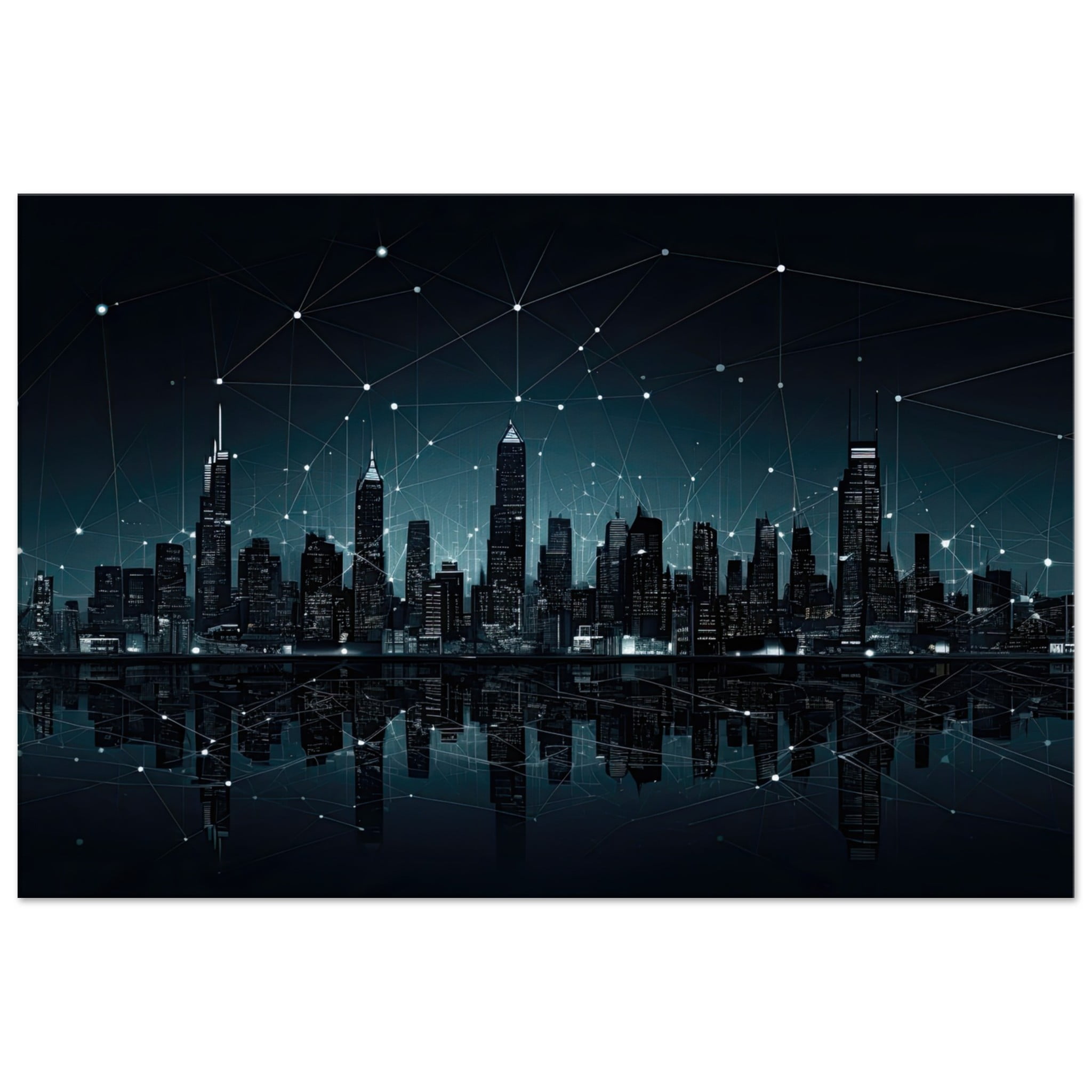 City Skyline Night Constellations Canvas Print – 60×90 cm / 24×36″, Slim