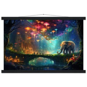 Elephant Cave of Wonder Art Print with Hanger - 40x60 cm / 16x24″, Black wall hanger