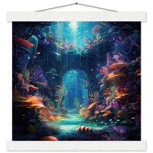 Underwater Paradise Ocean Art Print with Hanger - 30x30 cm / 12x12″, White wall hanger