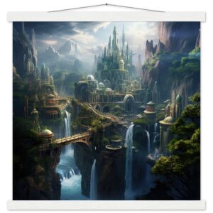 Elven Kingdom Art Print with Hanger - 45x45 cm / 18x18″, White wall hanger