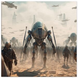 Future War Sci-Fi Canvas Print - 50x50 cm / 20x20″, Thick