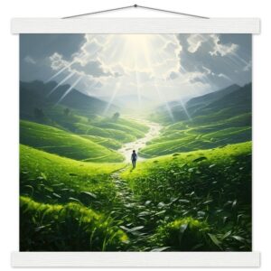 Daybreak - Fields of Green - Art Print with Hanger - 35x35 cm / 14x14″, White wall hanger