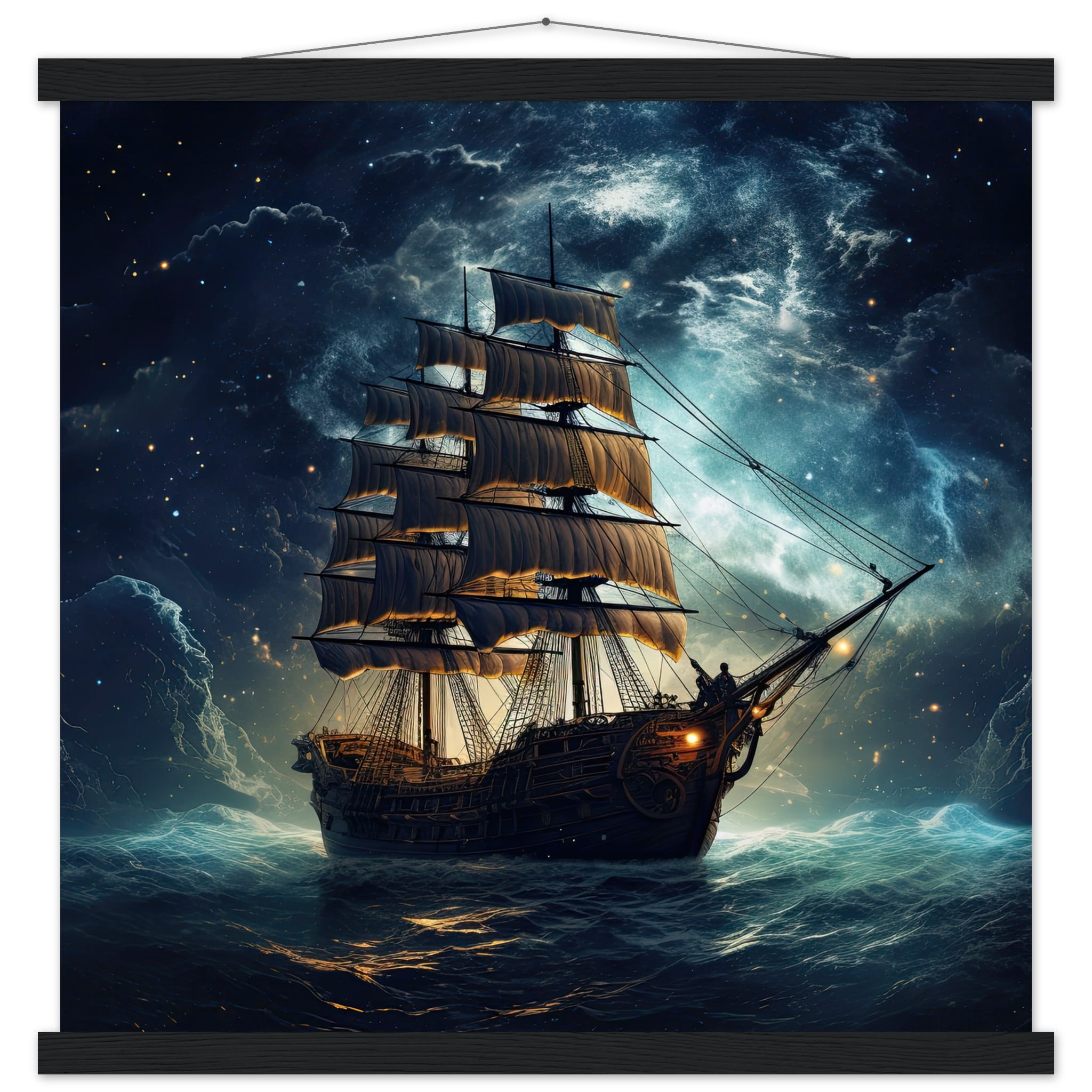 Fantastic Voyage Art Print with Hanger – 50×50 cm / 20×20″, Black wall hanger