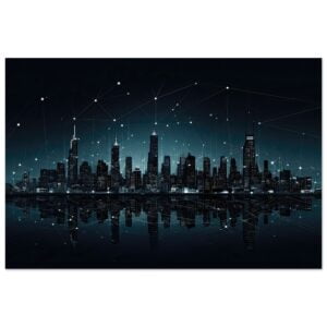 City Skyline Night Constellations Art Poster - 60x90 cm / 24x36″