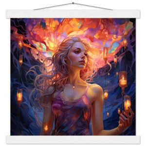 Lovely Lanterns and Colors Art Print with Hanger - 35x35 cm / 14x14″, White wall hanger