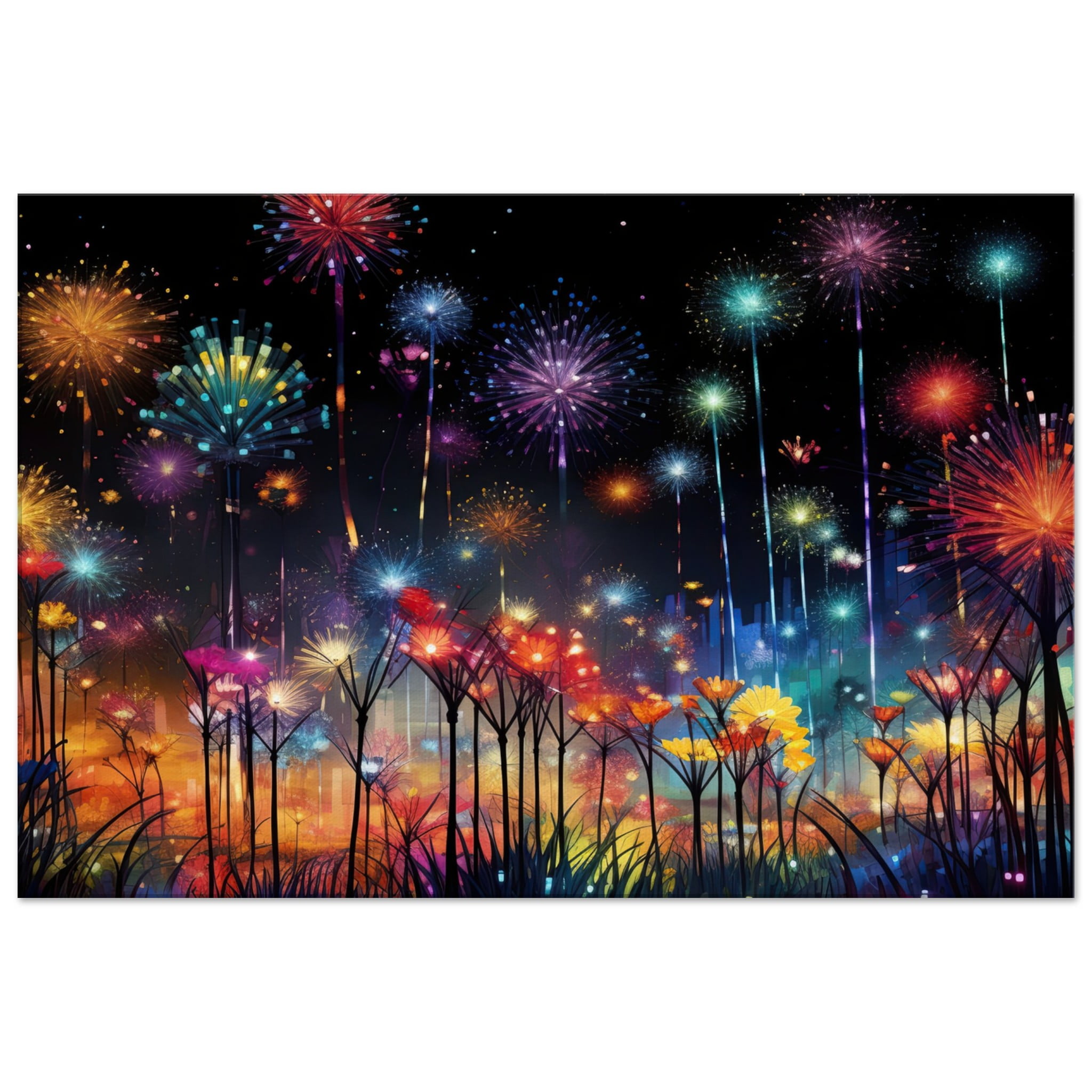Fireworks and Flowers of Light and Color – Art Canvas Print – 60×90 cm / 24×36″, Slim
