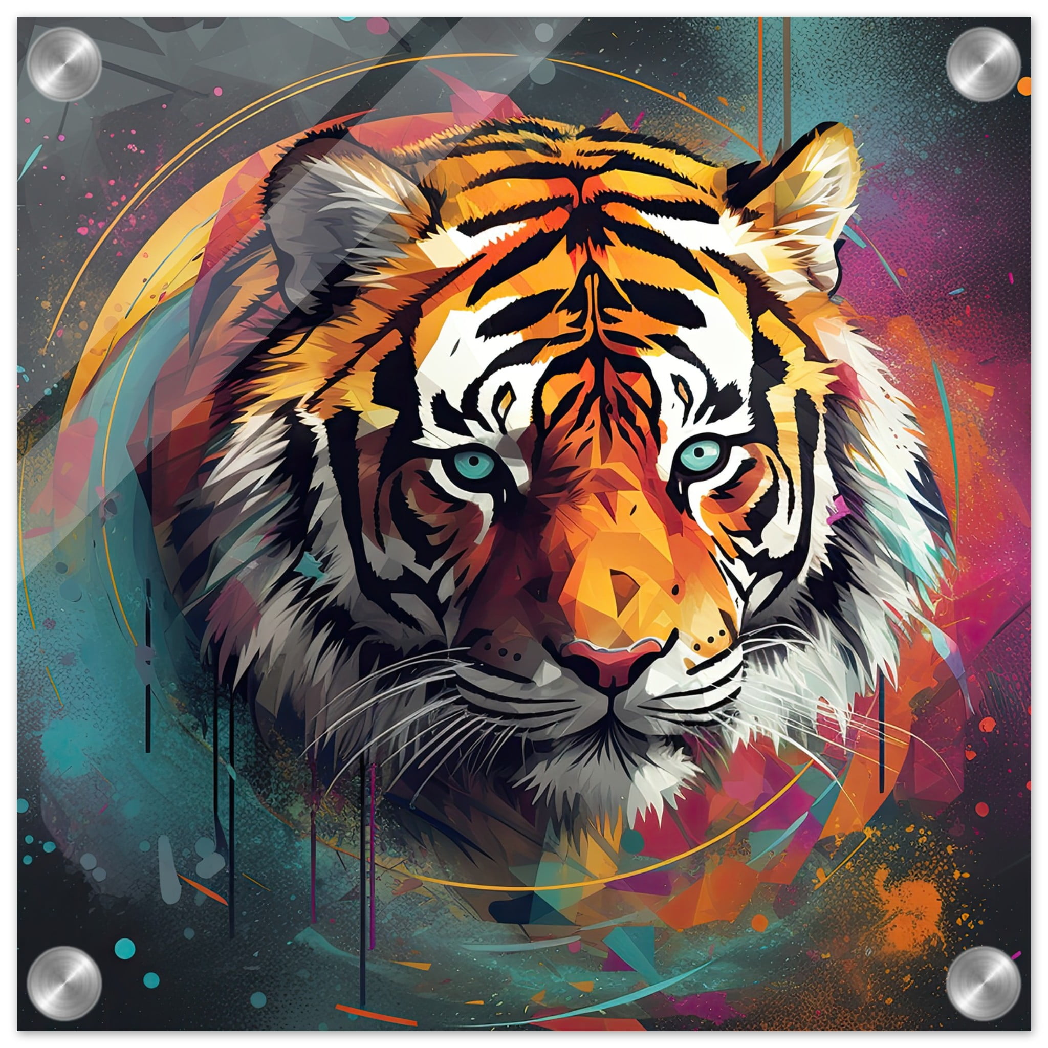 Tiger Colorful Abstract Acrylic Print – 30×30 cm / 12×12″