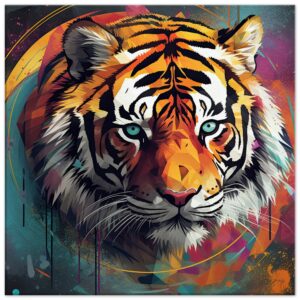Tiger Colorful Abstract Canvas Print - 50x50 cm / 20x20″, Slim