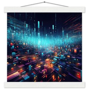 High Speed Data Art Print with Hanger - 30x30 cm / 12x12″, White wall hanger