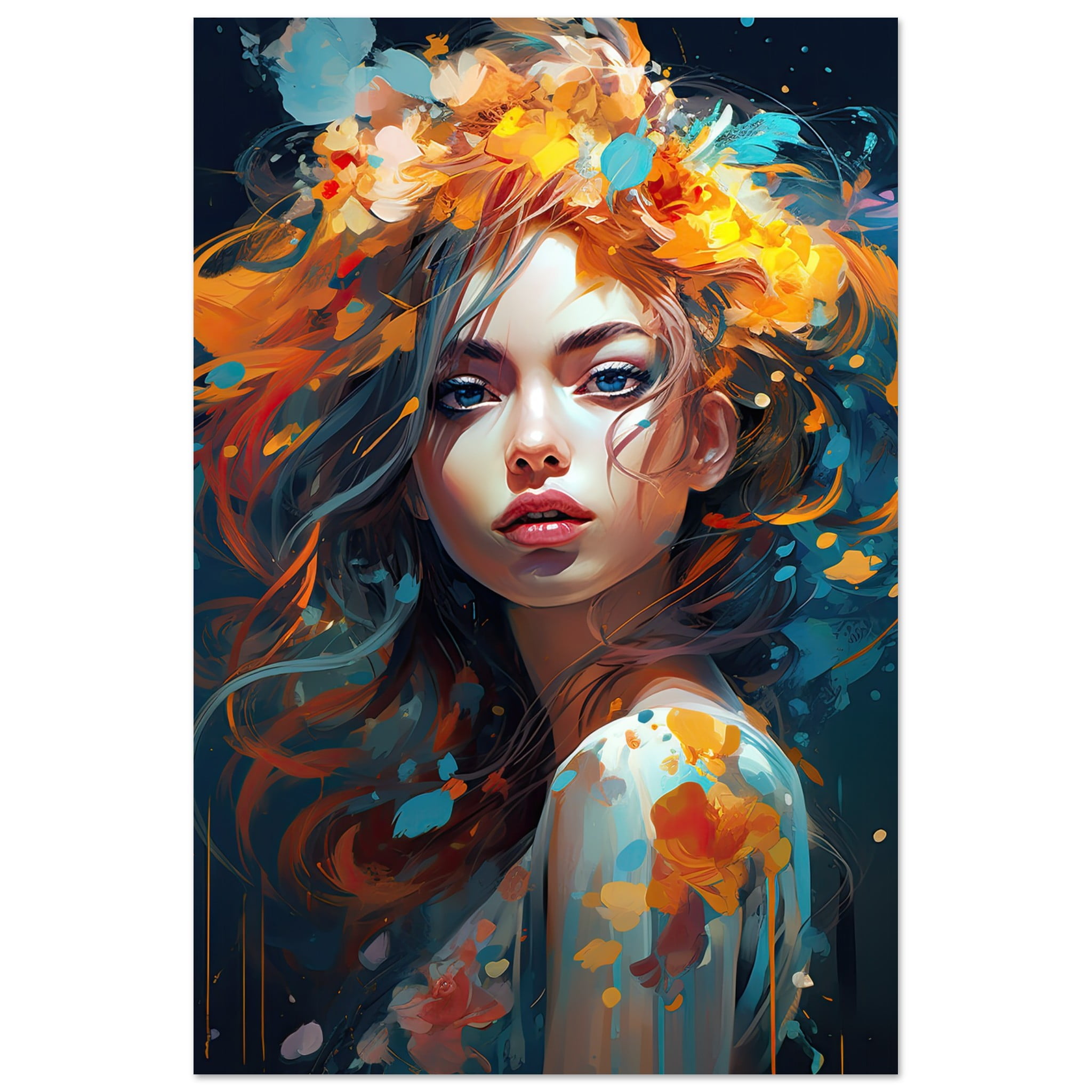 Girl Painted in Color Art Poster – 60×90 cm / 24×36″