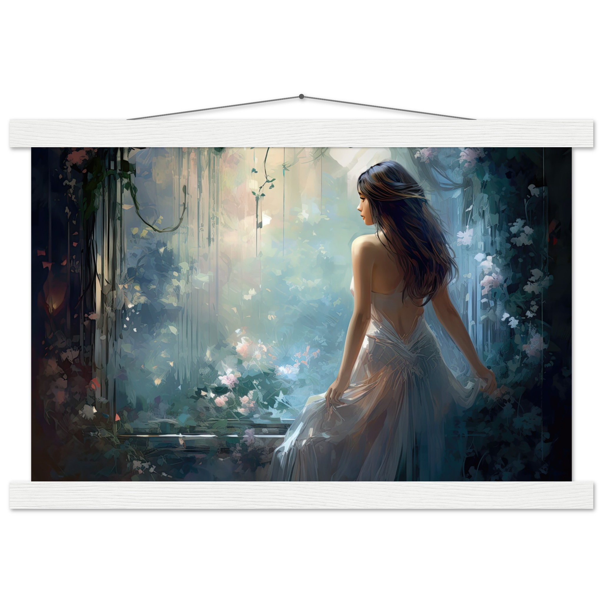 Secret Garden Art Print with Hanger – 30×45 cm / 12×18″, White wall hanger