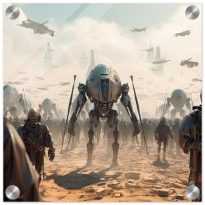 Future War Sci-Fi Acrylic Print - 30x30 cm / 12x12″
