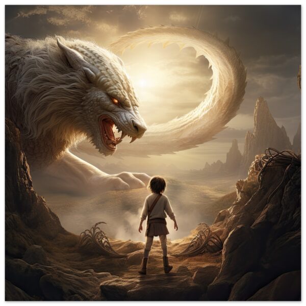 The Boy and the Chimera Metal Print - 60x60 cm / 24x24″