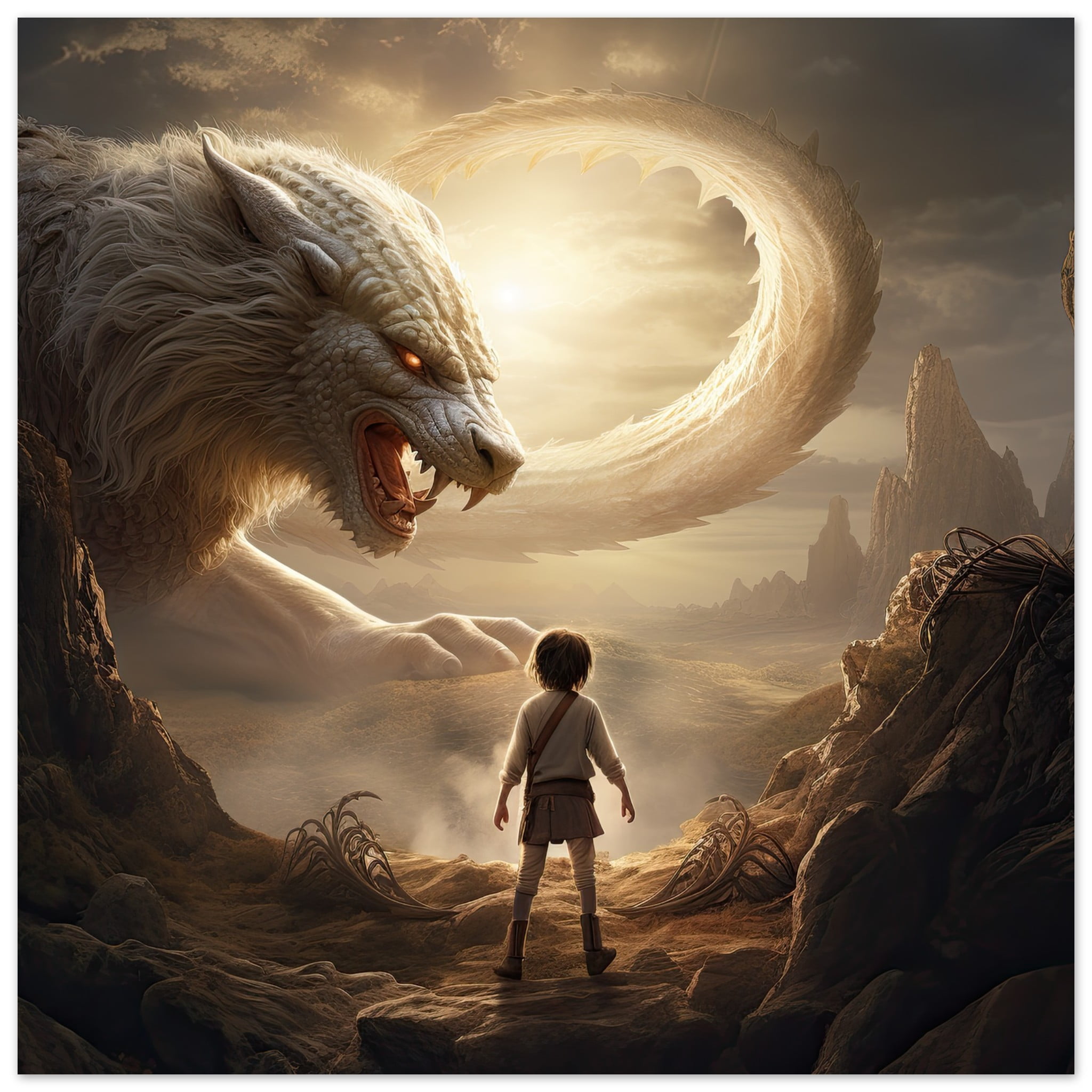 The Boy and the Chimera Metal Print – 60×60 cm / 24×24″