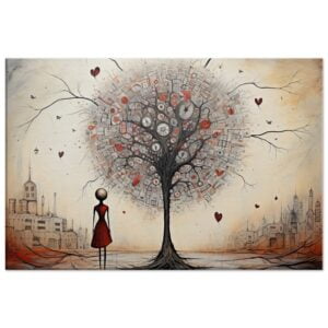 Heart Tree of Desire - Abstract Art Canvas Print - 40x60 cm / 16x24″, Thick