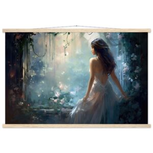 Secret Garden Art Print with Hanger - 60x90 cm / 24x36″, Natural wood wall hanger