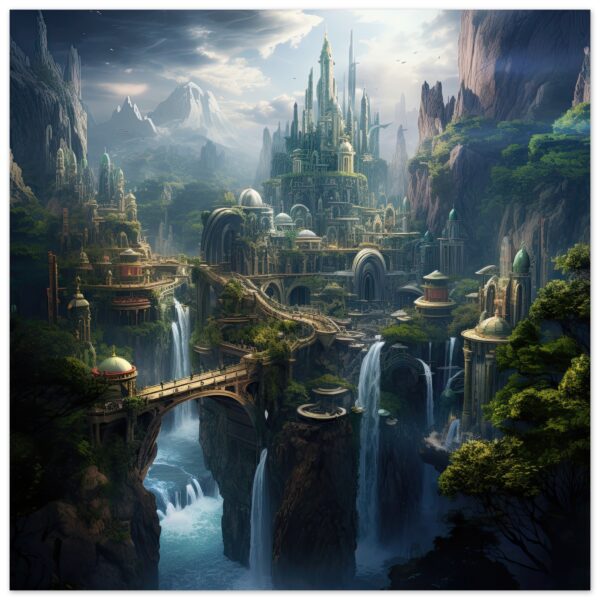 Elven Kingdom Fantasy Art Poster - 70x70 cm / 28x28″