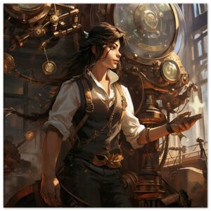 Steampunk Princess Art Canvas Print - 60x60 cm / 24x24″, Slim