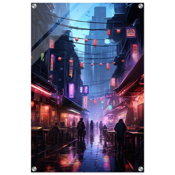 Cyberpunk Market Sci-Fi Acrylic Print