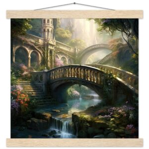 Bridge to the Kingdom of Paradise Art Print with Hanger - 35x35 cm / 14x14″, Natural wood wall hanger
