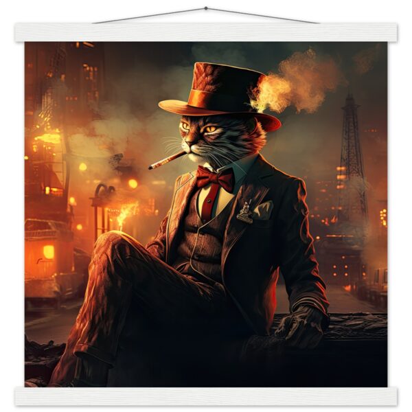 Gangster Cat Cool Art Print with Hanger - 45x45 cm / 18x18″, White wall hanger