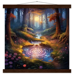 Mesmerizing Forest Whirlpool Art Print with Hanger - 40x40 cm / 16x16″, Dark wood wall hanger