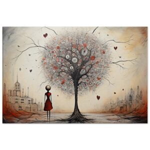 Heart Tree of Desire - Abstract Art Canvas Print - 50x75 cm / 20x30″, Slim