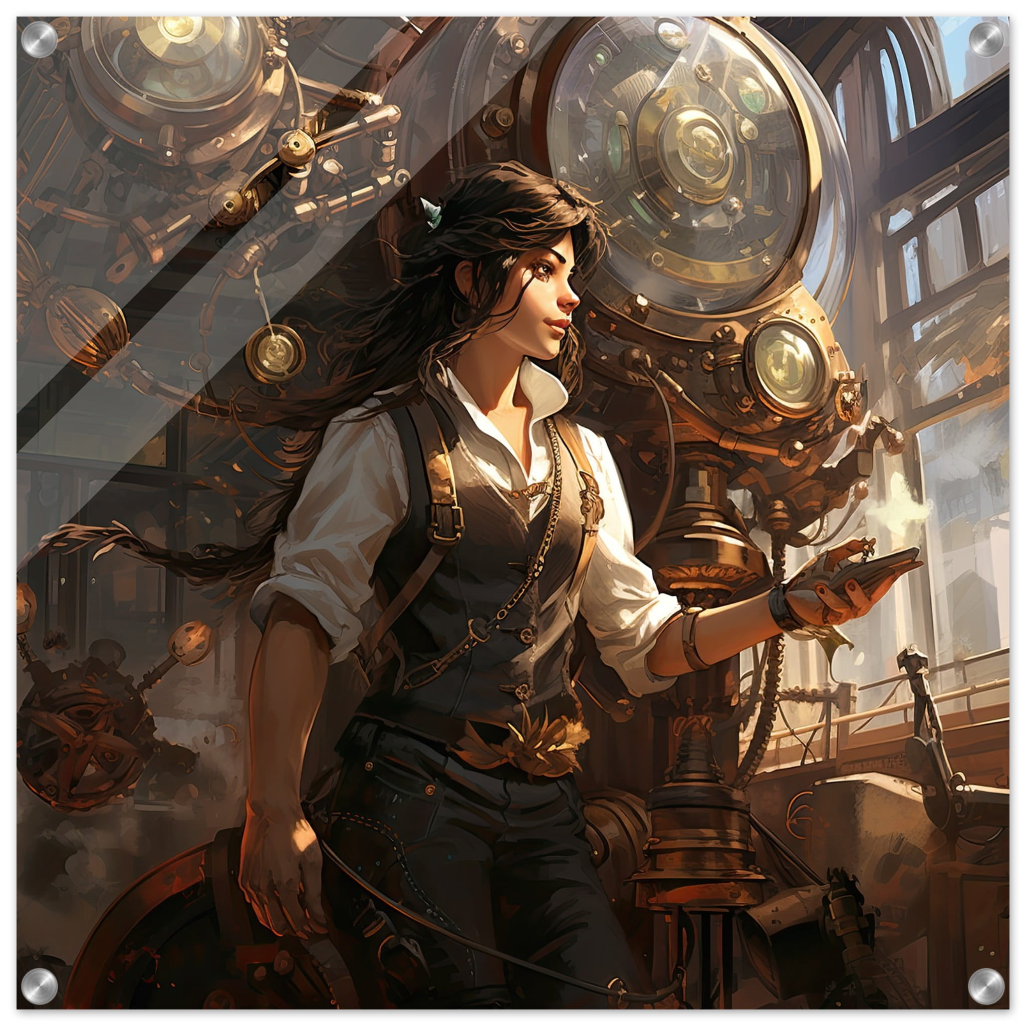 Steampunk Princess Art Acrylic Print – 60×60 cm / 24×24″