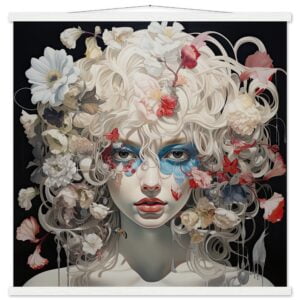 Flower Girl Art Print with Hanger - 70x70 cm / 28x28″, White wall hanger