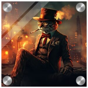 Gangster Cat Cool Acrylic Print - 20x20 cm / 8x8″