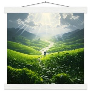 Daybreak - Fields of Green - Art Print with Hanger - 30x30 cm / 12x12″, White wall hanger