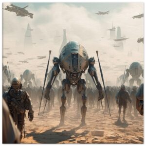 Future War Sci-Fi Canvas Print - 60x60 cm / 24x24″, Thick