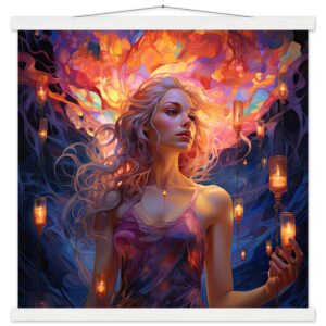 Lovely Lanterns and Colors Art Print with Hanger - 50x50 cm / 20x20″, White wall hanger