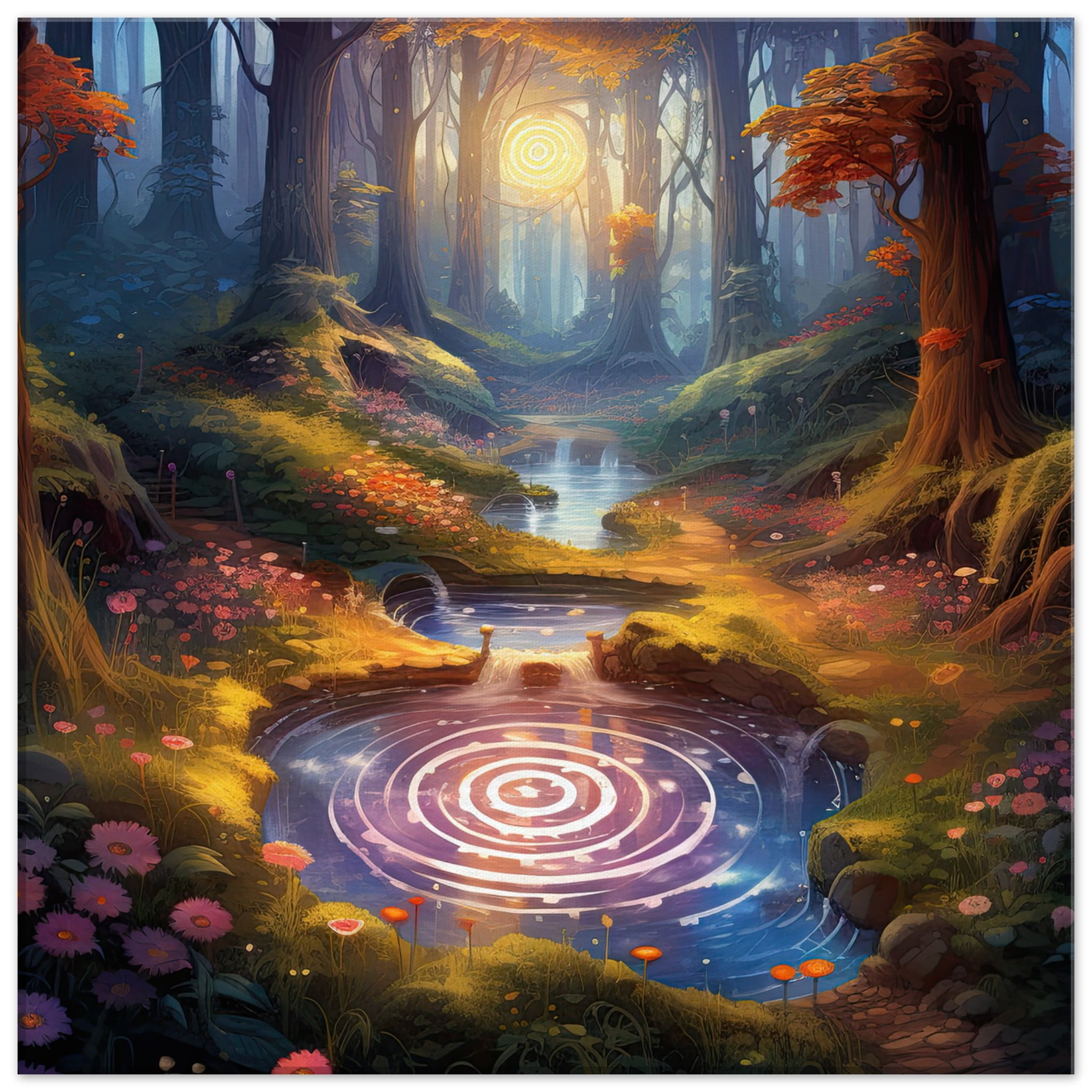 Mesmerizing Forest Whirlpool Canvas Print – 50×50 cm / 20×20″, Thick