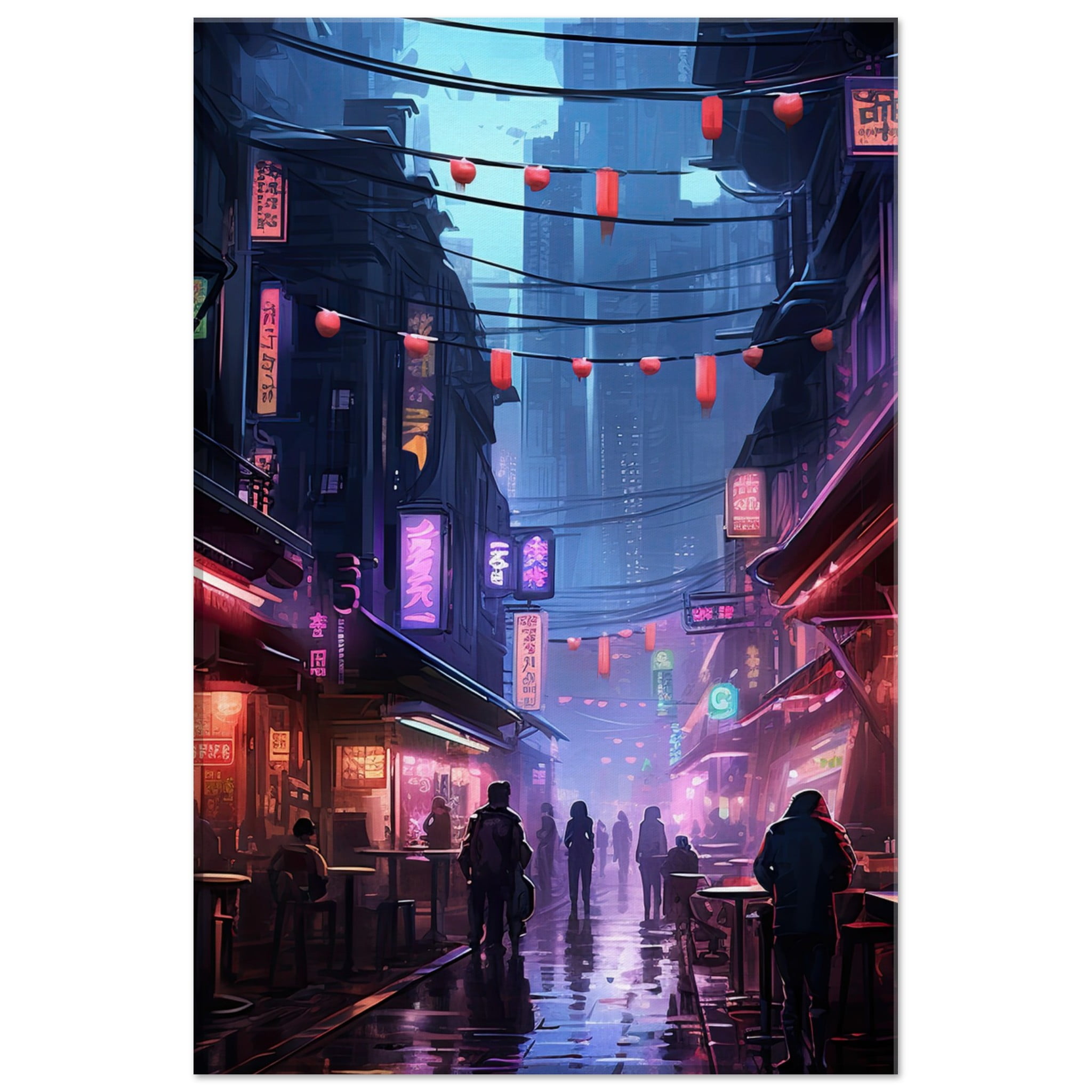 Cyberpunk Market Sci-Fi Canvas Print