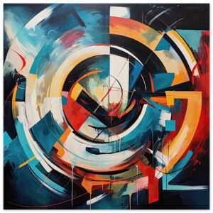Abstract Colorful Painted Blue Wall Poster - 35x35 cm / 14x14″