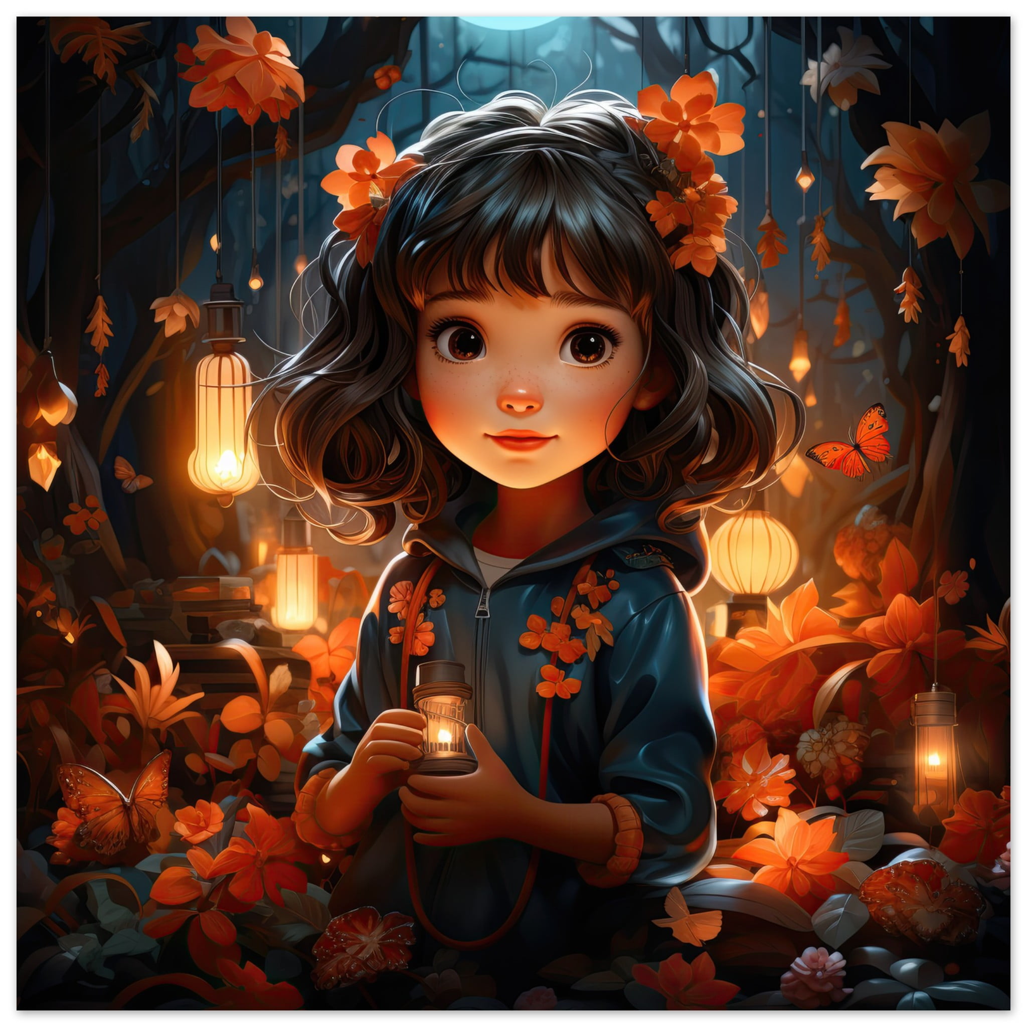 Enchanted World - Girl - Art Poster - 40x40 cm / 16x16″