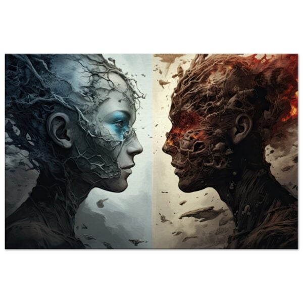 Duality of the Soul - Fire and Ice - Canvas Print - 60x90 cm / 24x36″, Slim