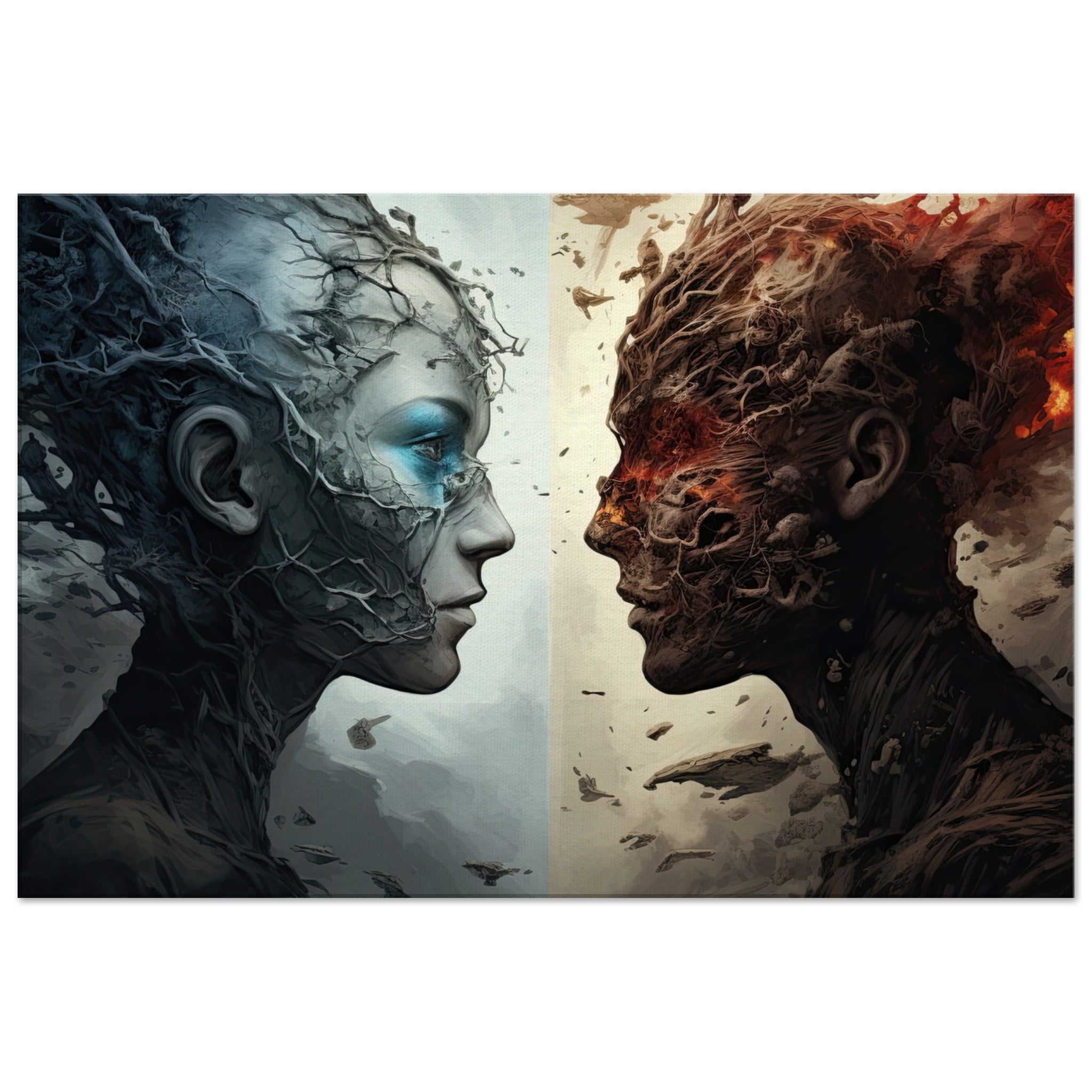 Duality of the Soul – Fire and Ice – Canvas Print – 60×90 cm / 24×36″, Slim