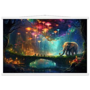 Elephant Cave of Wonder Art Print with Hanger - 60x90 cm / 24x36″, White wall hanger