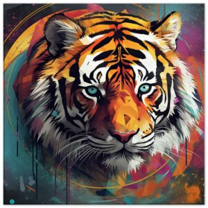 Tiger Colorful Abstract Canvas Print - 60x60 cm / 24x24″, Thick