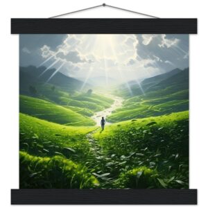 Daybreak - Fields of Green - Art Print with Hanger - 25x25 cm / 10x10″, Black wall hanger