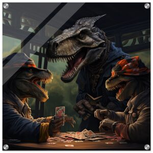 Tyrannosaurus Rex Poker Acrylic Print - 60x60 cm / 24x24″