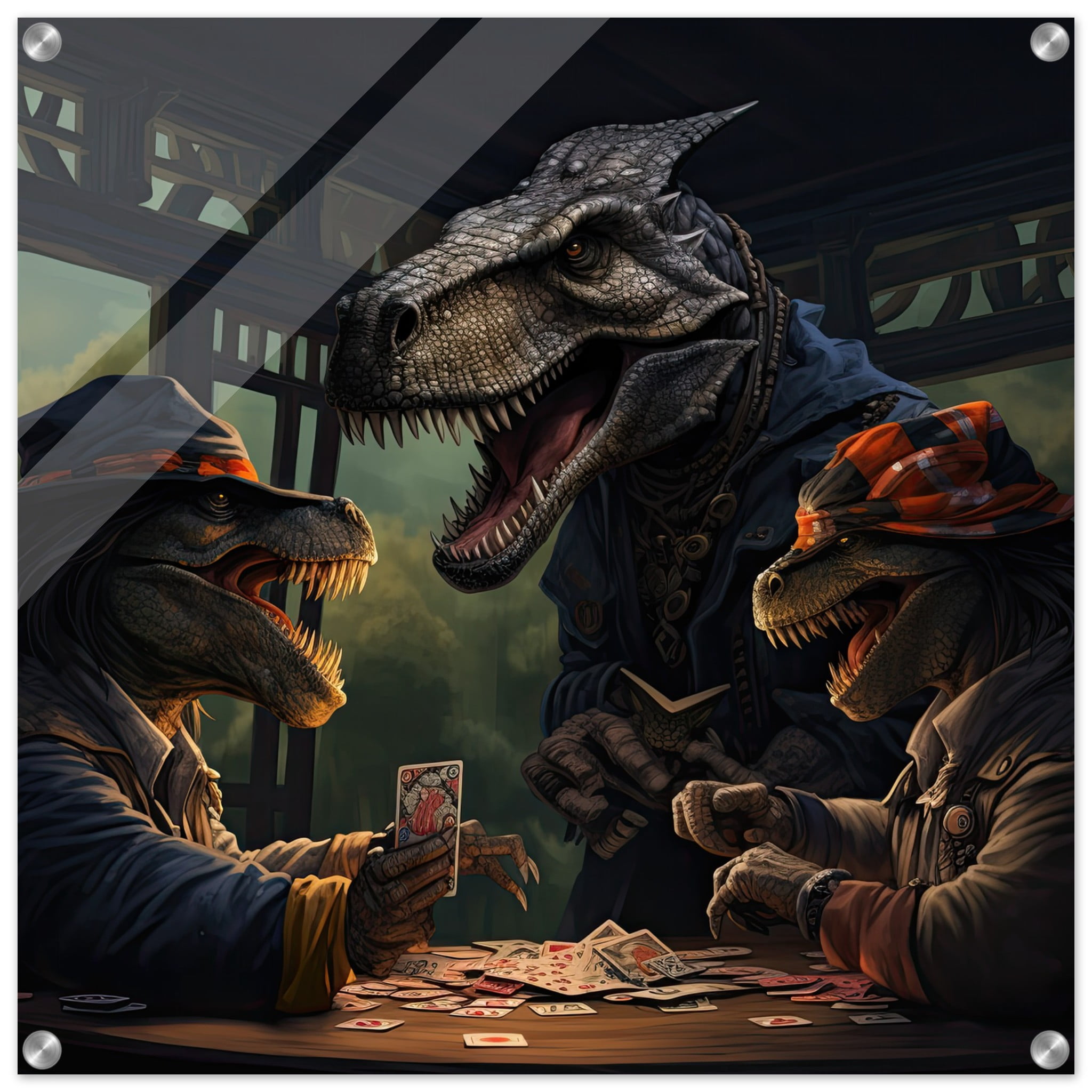 Tyrannosaurus Rex Poker Acrylic Print – 60×60 cm / 24×24″